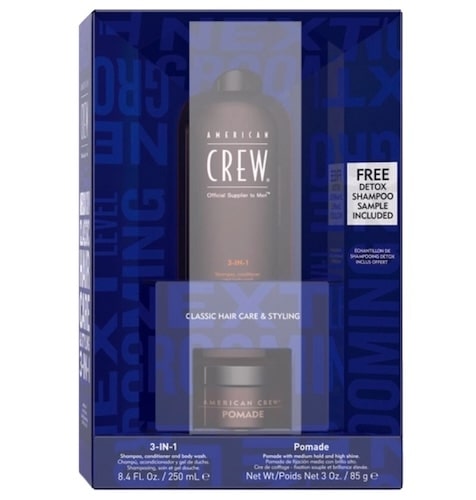American Crew Pomade 3 oz & 3 In 1 Shampoo 8.4 oz Gift Set Mens American Crew