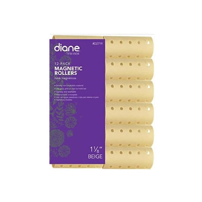 Diane 1-1/8" Magnetic Rollers 12-Pack - Beige #D2719