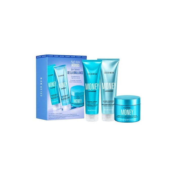Color Wow Money Laundering Hydrating Shampoo, Glossing Conditioner 8.4 oz & Money Masque 7.5 oz High Shine Heros Kit