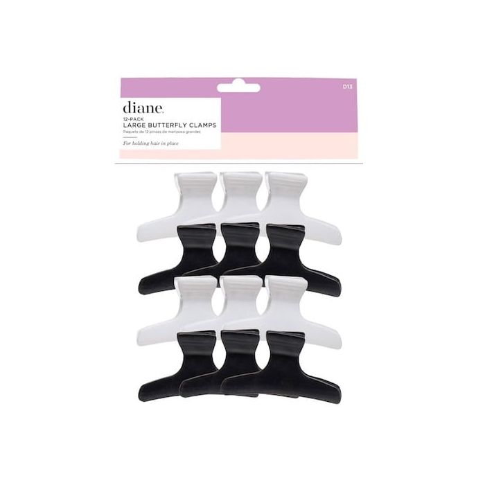 Diane Large Butterfly Clamps 12-Pack - Black/White #D13