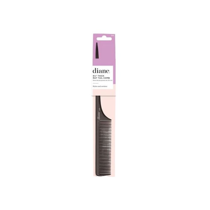 Diane 9-1/4" Thick Rat Tail Comb - Black #D40
