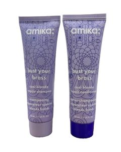 Amika Bust Your Brass Cool Blonde Repair Shampoo + Conditioner 1 oz Duo