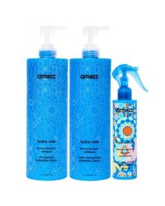 Amika Hydro Rush Intense Moisture Shampoo 33.8 oz , Intrense Moisture Conditioner 33.8 oz, & Leave In Conditioner 6.7 oz Trio &lowast;Free Pumps U/B