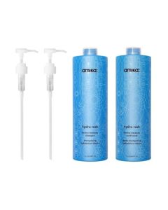Amika Hydro Rush Shampoo & Conditioner 33.8 oz Duo With Free Liter Pumps