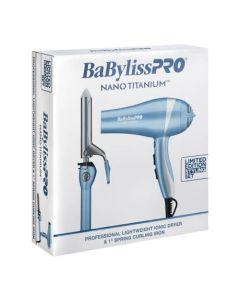 BaBylissPRO Nano Titanium Ionic Dryer & 1" Spring Curling Iron Combo