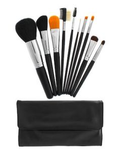 Crown 10 pc Black Studio Brush Set With Case #504