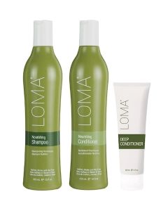Loma Nourishing Shampoo, Conditioner 12 oz & Deep Conditioner 3 oz U/B Loma Nourishing Shampoo, Conditioner 12 oz & Deep Conditioner 3 oz U/B