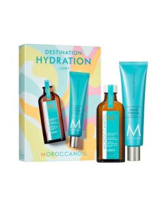 Moroccanoil Treatment Light 3.4 oz & Free Hand Cream 3.4 oz Destination Hydration Light Set Boxed