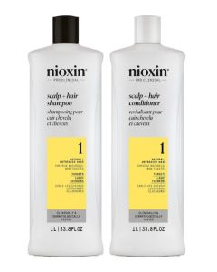 Nioxin Pro Clinical System 1 Scalp + Hair Shampoo and Conditioner Liter Duo