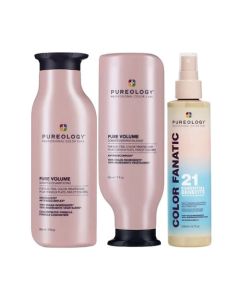 Pureology Pure Volume Shampoo, Conditioner 9 oz & Color Fanatic 21 Essential Benefits 6.7 oz Trio Pureology Pure Volume Shampoo, Conditioner 9 oz & Color Fanatic 21 Essential Benefits 6.7 oz Trio