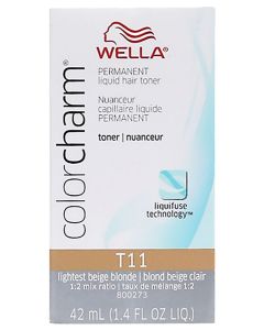 Wella Color Charm Permanent Liquid Hair Toner T11 Lightest Beige Blonde 1.4 oz
