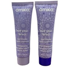 Amika Bust Your Brass Cool Blonde Repair Shampoo + Conditioner 1 oz Duo