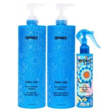 Amika Hydro Rush Intense Moisture Shampoo 33.8 oz , Intrense Moisture Conditioner 33.8 oz, & Leave In Conditioner 6.7 oz Trio &lowast;Free Pumps U/B