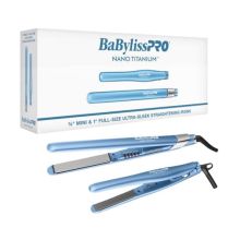 BaBylissPRO Nano Titanium 3/4" Mini & 1" Full-Size Ultra-Sleek Straightening Irons Gift Set