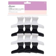 Diane Large Butterfly Clamps 12-Pack - Black/White #D13