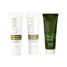 Loma Nourishing Kit, Shampoo, Conditioner and Deep Conditioner & Bag 3 ounce each
