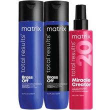 Matrix Brass Off Shampoo/Conditioner 10.1 oz & Miracle Creator Treatment 6.8 oz Trio BOXED