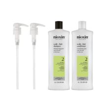 Nioxin Pro Clinical System 2 Scalp + Hair Shampoo and Conditioner Liter Duo + 2 Liter Pumps