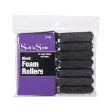 Soft 'N Style Black Foam Rollers 14 Small Rollers - 1/2" Diam #00404