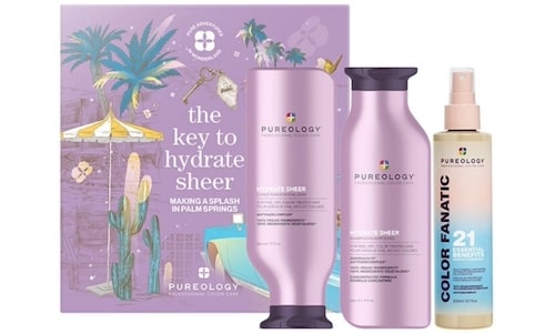 Pureology Hydrate Sheer Shampoo Conditioner & Color Fanatic Spray Trio Boxed Womens Pureology