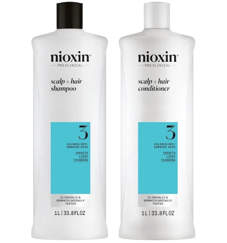 Nioxin Pro Clinical System 3 Scalp + Hair Shampoo and Conditioner Liter Duo Womens Nioxin