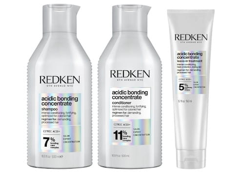 Redken Acidic Bonding Concentrate Shampoo Conditioner 10.1 oz & Perfecting Concentrate Leave In Treatment 5.1 oz Trio Womens Redken